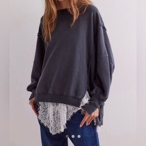 Free People We The Free Camden Oversized Pullover Black Size Small